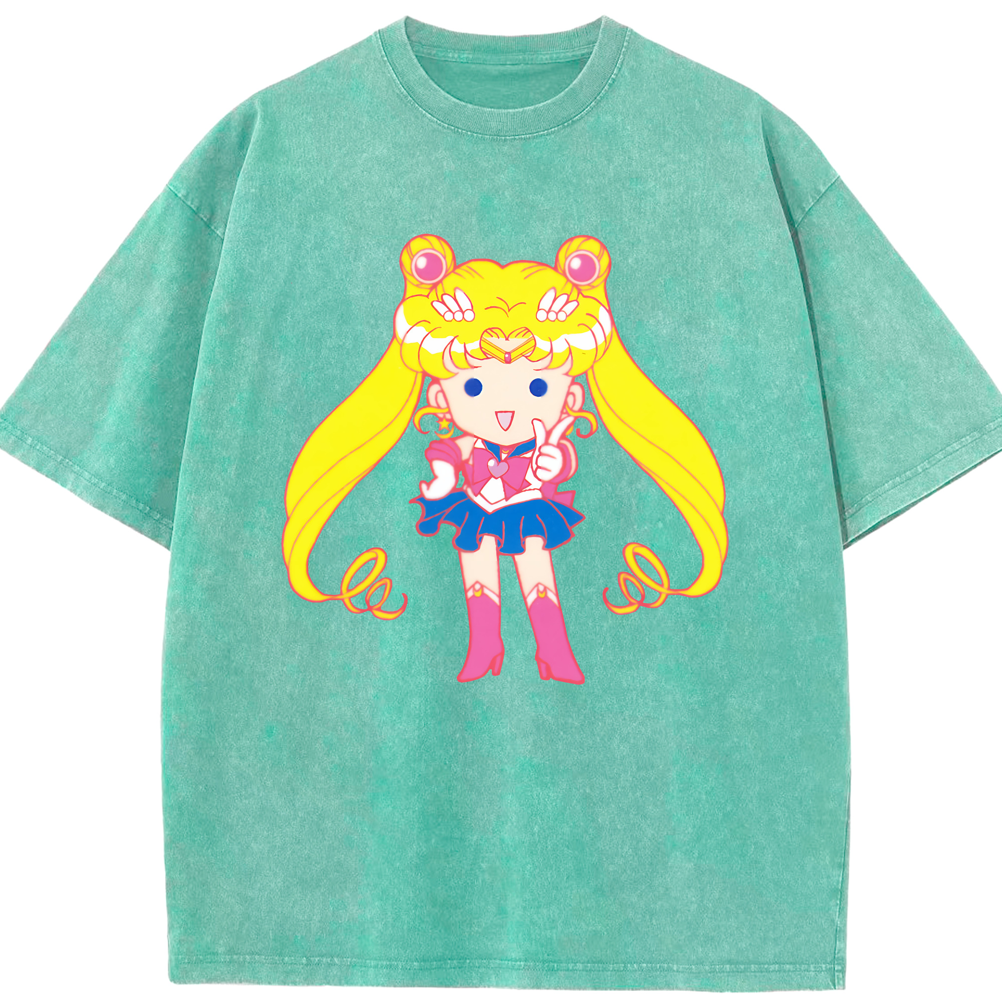 （画像用） 美少女戦士セーラームーン 月野 うさぎ つきの うさぎ Sailor Moon Tsukino Usagi 綿100% ヴィンテージ風 半袖Tシャツ（フロントプリント）